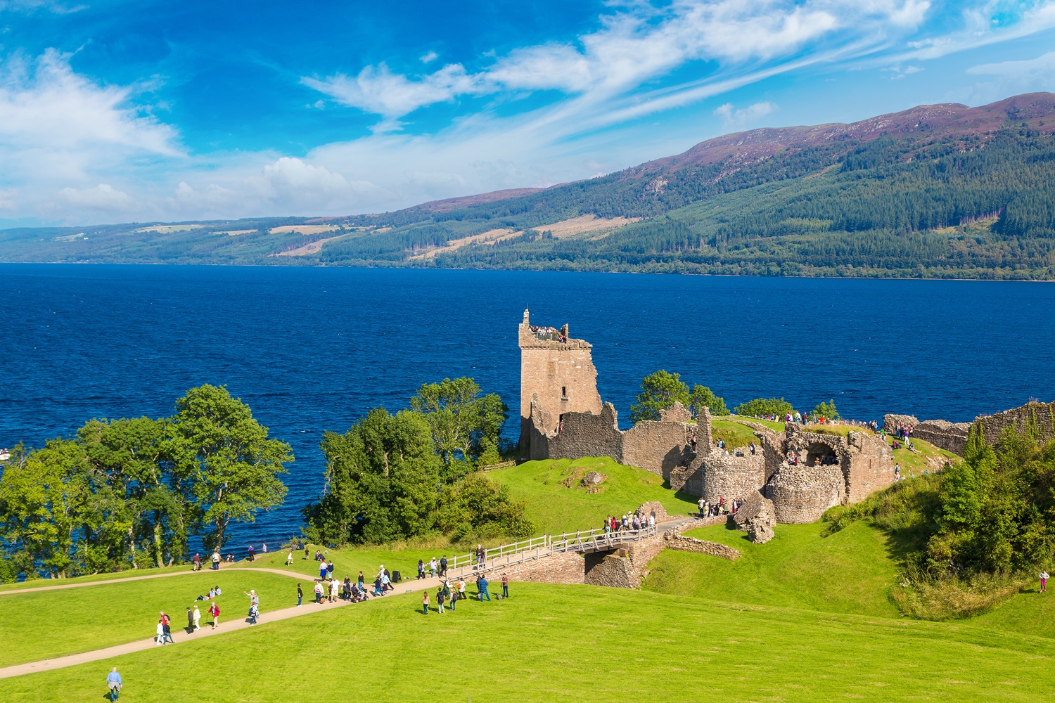Urquhart Castle along Loch Ness lake